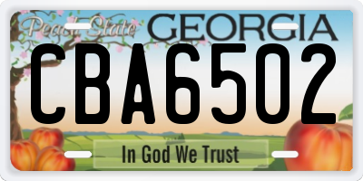 GA license plate CBA6502