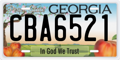 GA license plate CBA6521