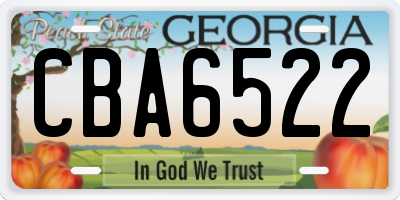 GA license plate CBA6522