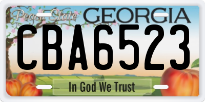 GA license plate CBA6523