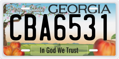 GA license plate CBA6531