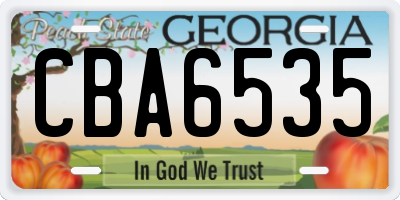 GA license plate CBA6535