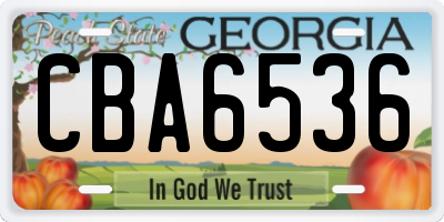 GA license plate CBA6536