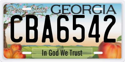 GA license plate CBA6542
