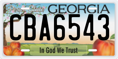 GA license plate CBA6543