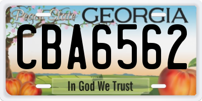 GA license plate CBA6562