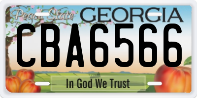 GA license plate CBA6566
