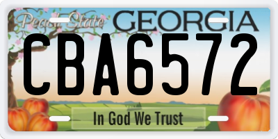 GA license plate CBA6572