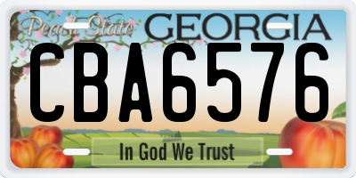 GA license plate CBA6576
