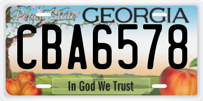 GA license plate CBA6578