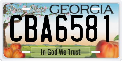 GA license plate CBA6581
