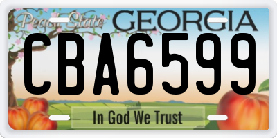 GA license plate CBA6599