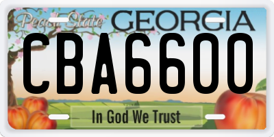 GA license plate CBA6600