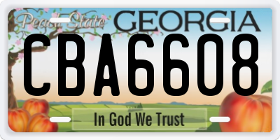 GA license plate CBA6608