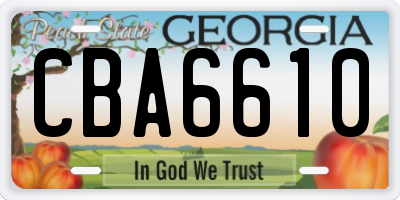GA license plate CBA6610