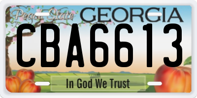 GA license plate CBA6613