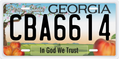 GA license plate CBA6614