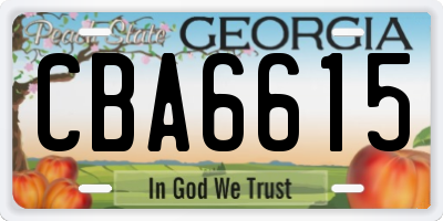 GA license plate CBA6615