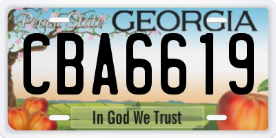 GA license plate CBA6619