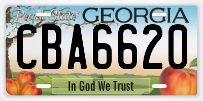 GA license plate CBA6620