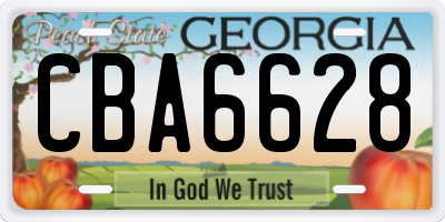 GA license plate CBA6628