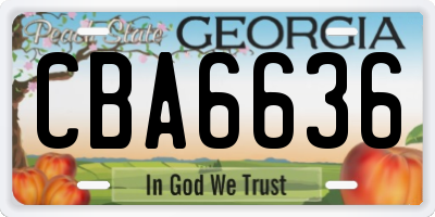 GA license plate CBA6636