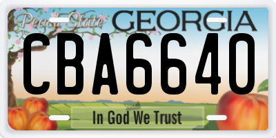 GA license plate CBA6640