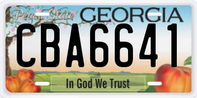 GA license plate CBA6641