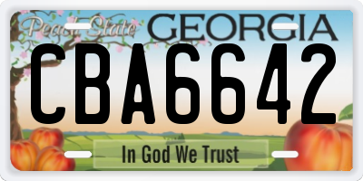 GA license plate CBA6642