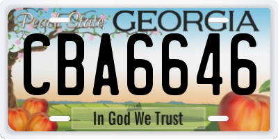 GA license plate CBA6646