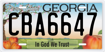 GA license plate CBA6647