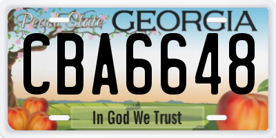 GA license plate CBA6648