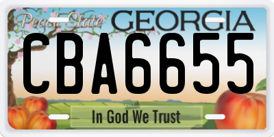 GA license plate CBA6655