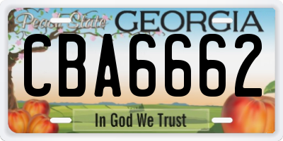 GA license plate CBA6662