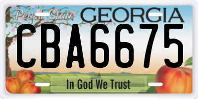 GA license plate CBA6675