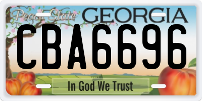 GA license plate CBA6696