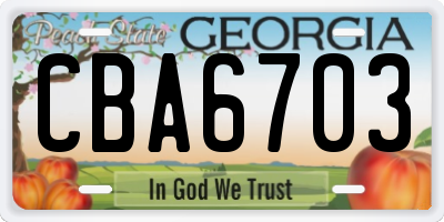 GA license plate CBA6703
