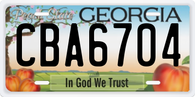 GA license plate CBA6704
