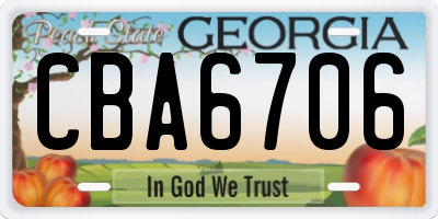 GA license plate CBA6706