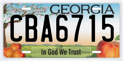 GA license plate CBA6715