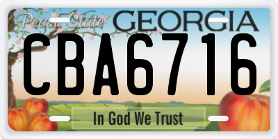 GA license plate CBA6716