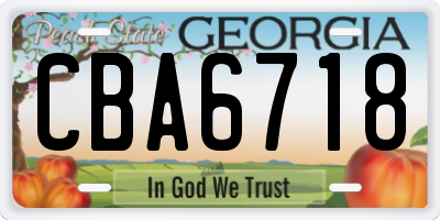 GA license plate CBA6718