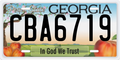 GA license plate CBA6719