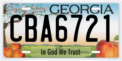 GA license plate CBA6721