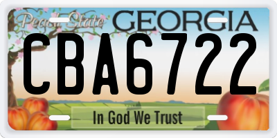GA license plate CBA6722