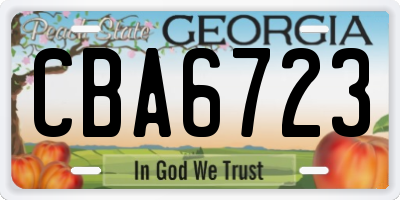 GA license plate CBA6723