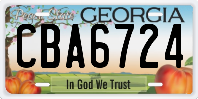 GA license plate CBA6724