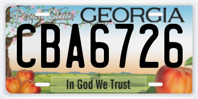 GA license plate CBA6726