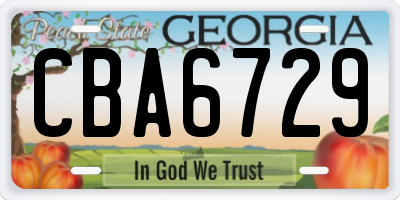 GA license plate CBA6729