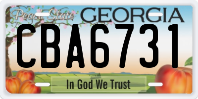 GA license plate CBA6731